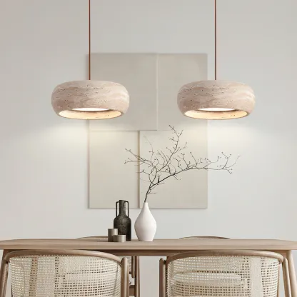 Zaid Modern Rund Travertin Pendelleuchte Licht Schirme Schlafzimmer Esszimmer