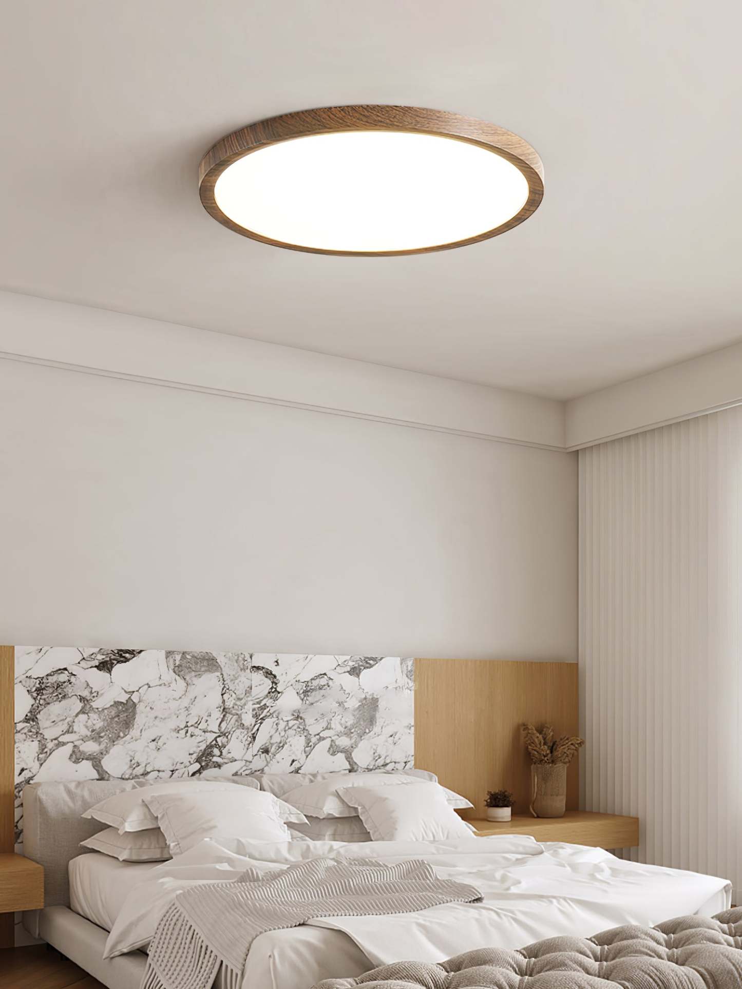 Solara Deckenleuchte Dünn Rund Walnuss Minimalistisch-Las Sola