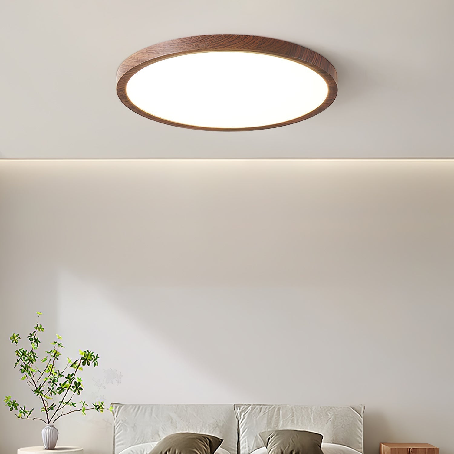 Solara Deckenleuchte Dünn Rund Walnuss Minimalistisch-Las Sola