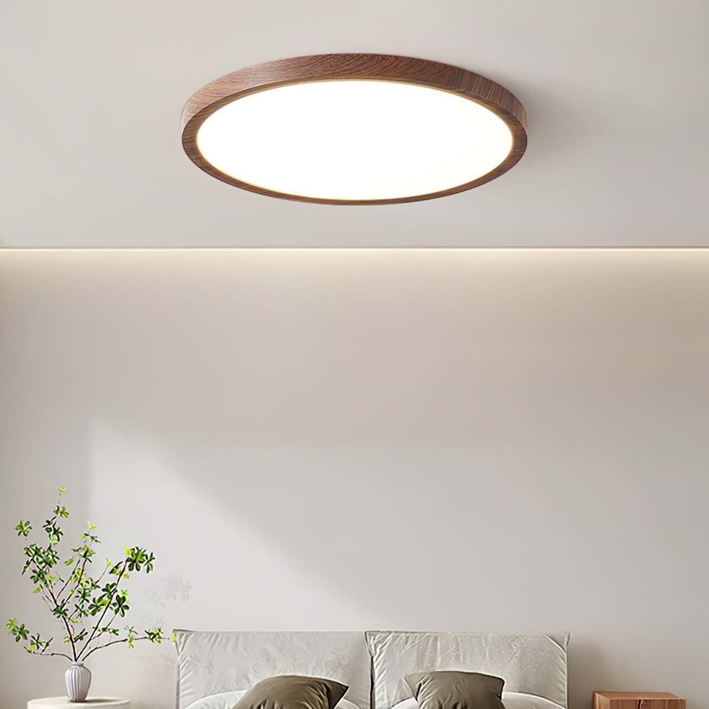 Solara Deckenleuchte Dünn Rund Walnuss Minimalistisch-Las Sola