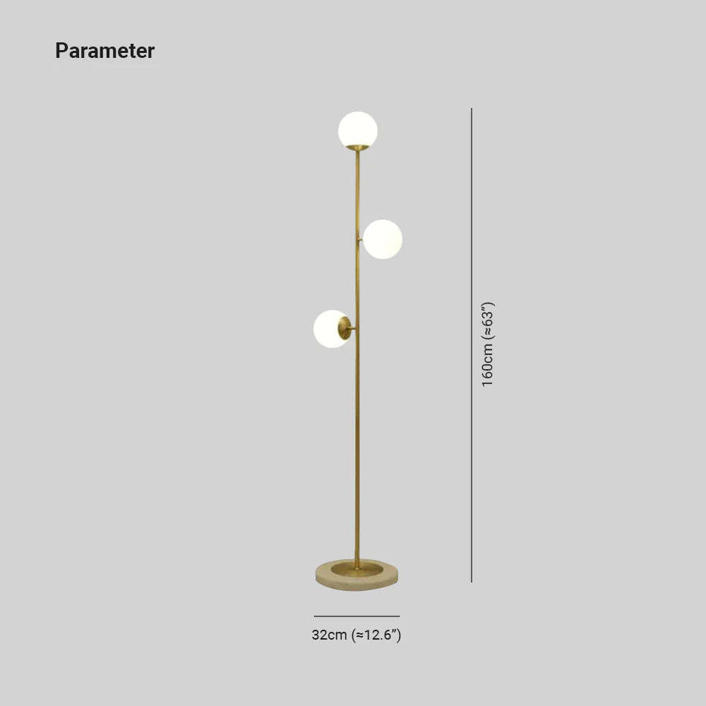 Valentina Modern Stehlampe, 3 Köpfe, Globus, Metall/Glas, Schlafzimmer