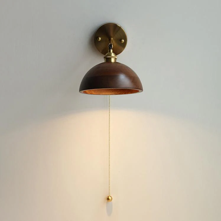 Alessio Vintage Round Wood Wall Light Bedroom Hallway Living Room
