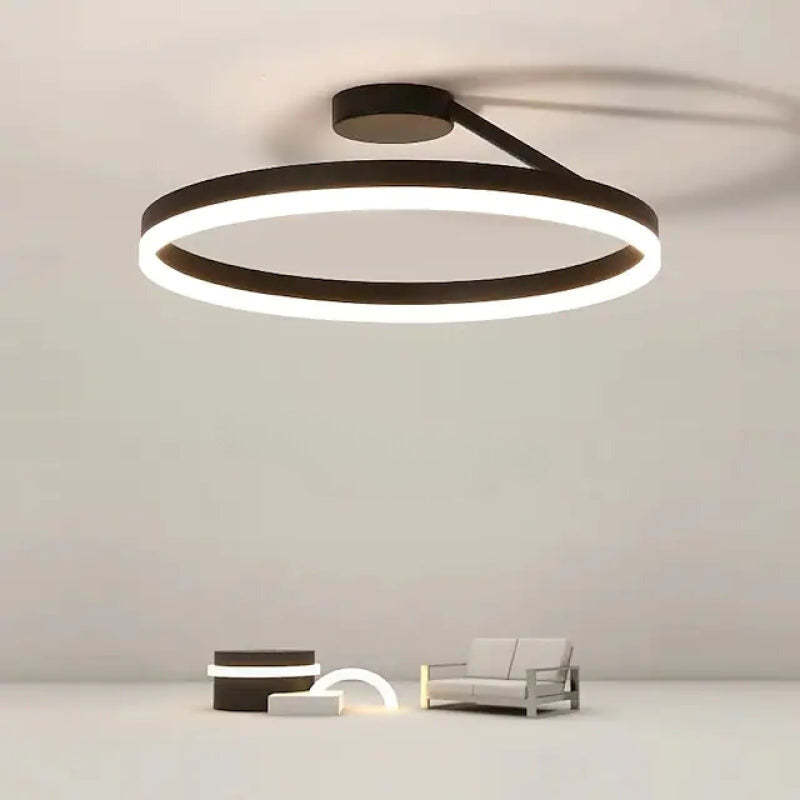 Arisha Modern LED Deckenleuchte Ring Schwarz/Weiß Wohnzimmer Flur Metall
