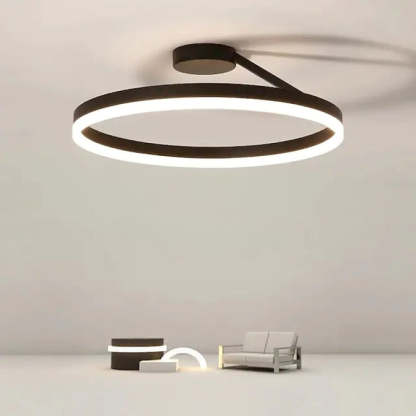 Arisha Modern LED Deckenleuchte Ring Schwarz/Weiß Wohnzimmer Flur Metall