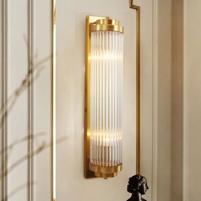 Orr Modern Zylindrisch LED Wandleuchte Gold Schlafzimmer/Flur Innen Metall&Kristall 45/50CM Lang