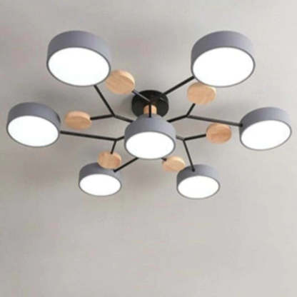 Sienna Modern Rund LED Deckenleuchte Weiß Holz Schlaf/Wohnzimmer
