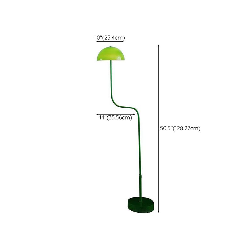 Salgado Floor Lamp Mushroom Middle Ancient, Arc Metal, Green, Dining Room
