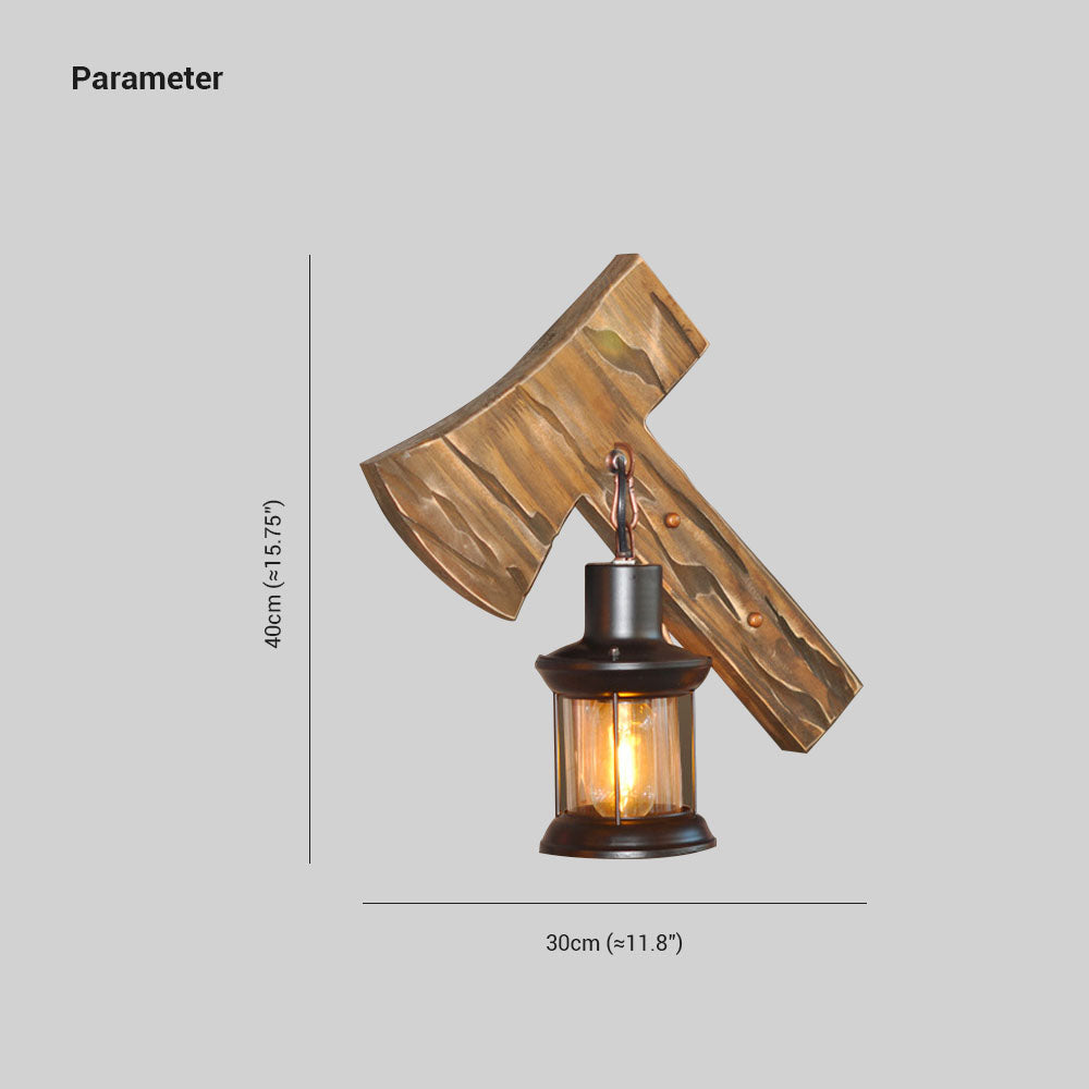 Austin Wall Lamp Hammer Shape Vintage, Wood/Metal, Bedroom