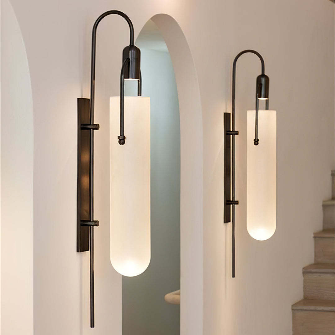 Alessio Minimalismus Schwarz Kupfer Überzug Metall Glas Wandleuchte Schlafzimmer Wohnzimmer
