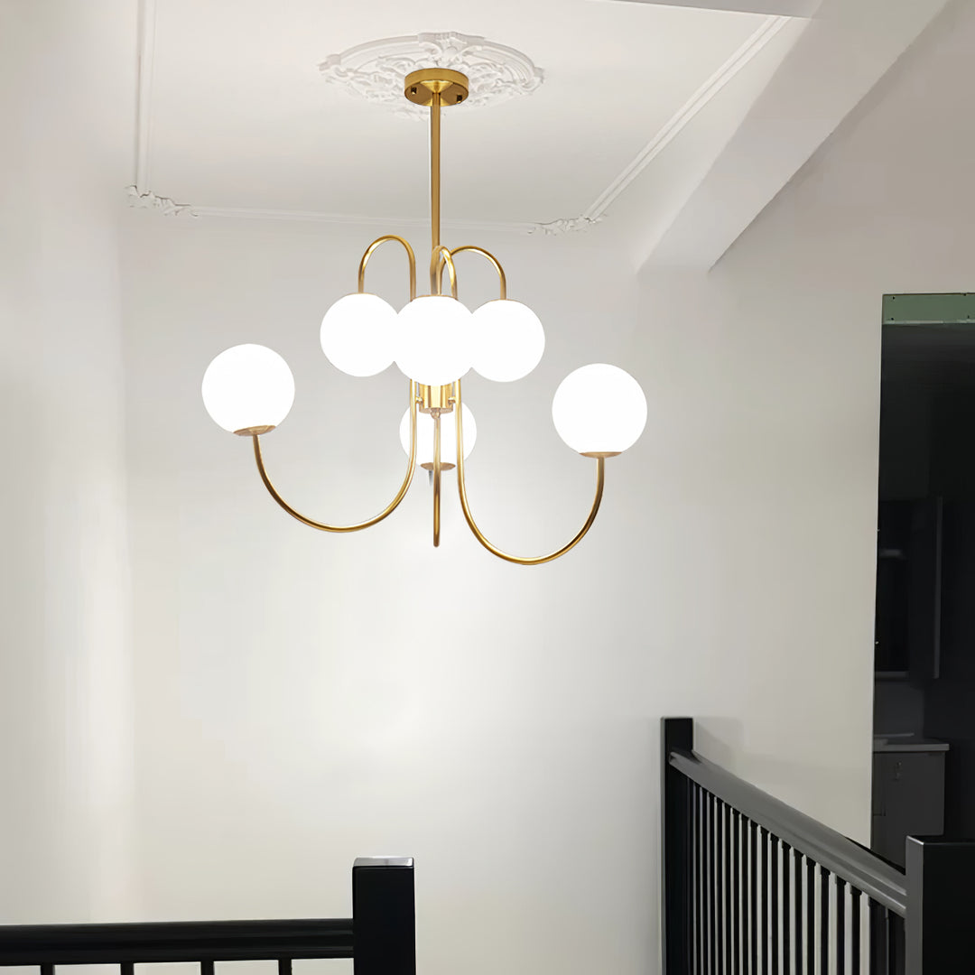 Alessio Vintage Metall Glas Gold Schwarz Kronleuchter Schlafzimmer Wohnzimmer