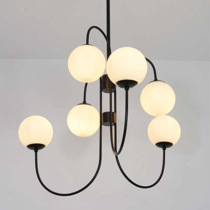 Alessio Vintage Metall Glas Gold Schwarz Kronleuchter Schlafzimmer Wohnzimmer