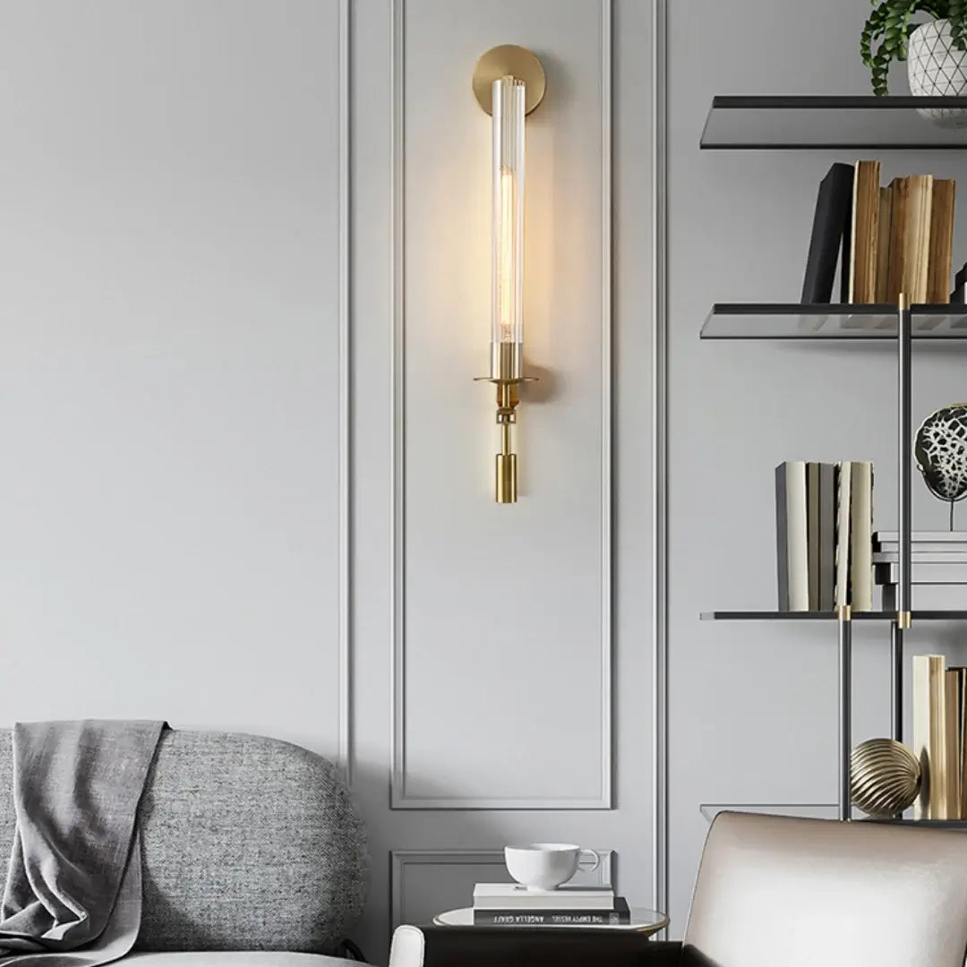 Alessio Minimalismus Messing Metall Glas Wandleuchte Schlafzimmer Wohnzimmer