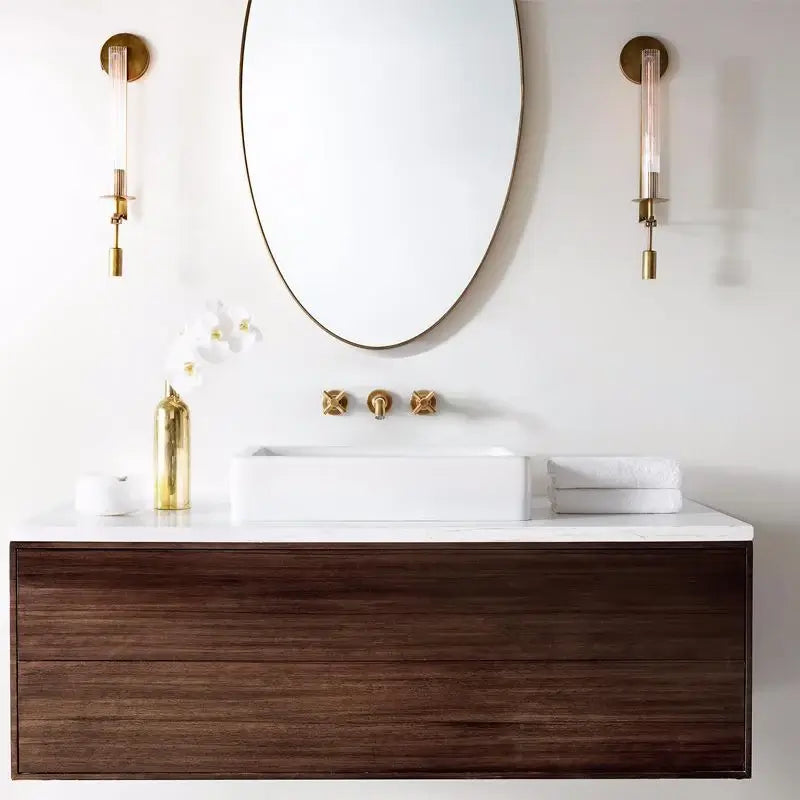 Alessio Minimalismus Messing Metall Glas Wandleuchte Schlafzimmer Wohnzimmer