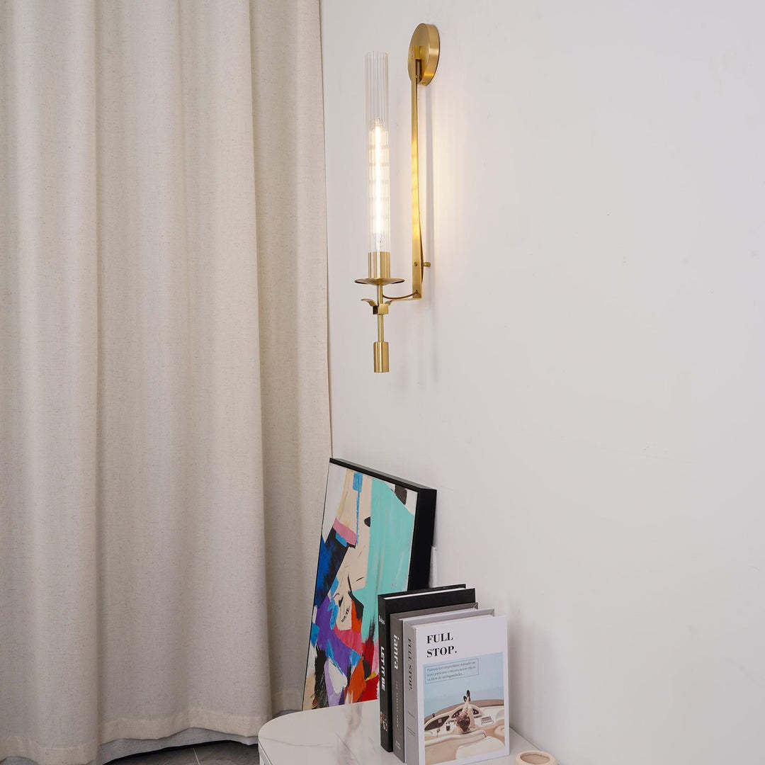 Alessio Minimalismus Messing Metall Glas Wandleuchte Schlafzimmer Wohnzimmer