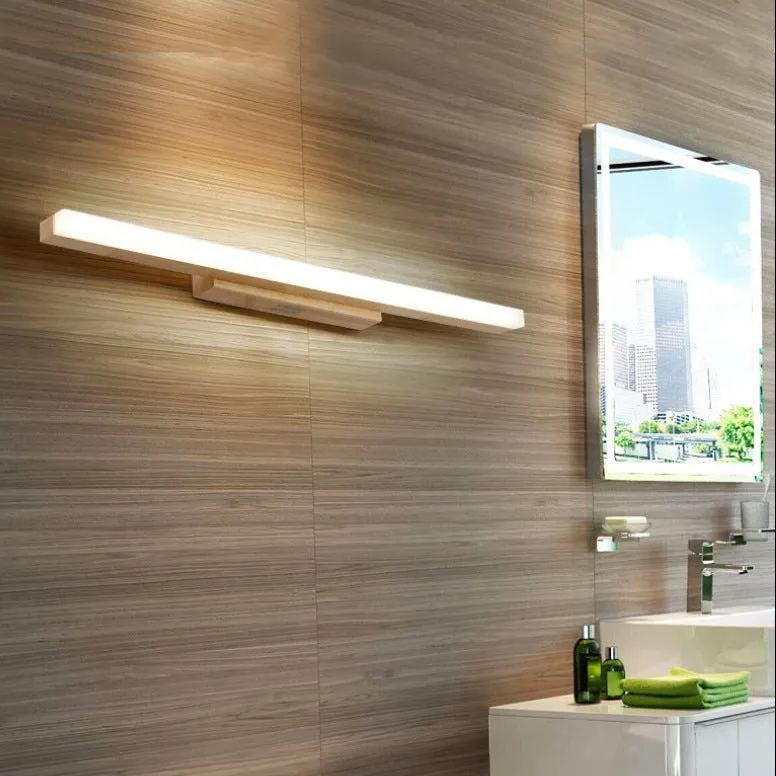 Leigh Modern Linear LED Wandleuchte Badezimmer/Wohnzimmer Holz