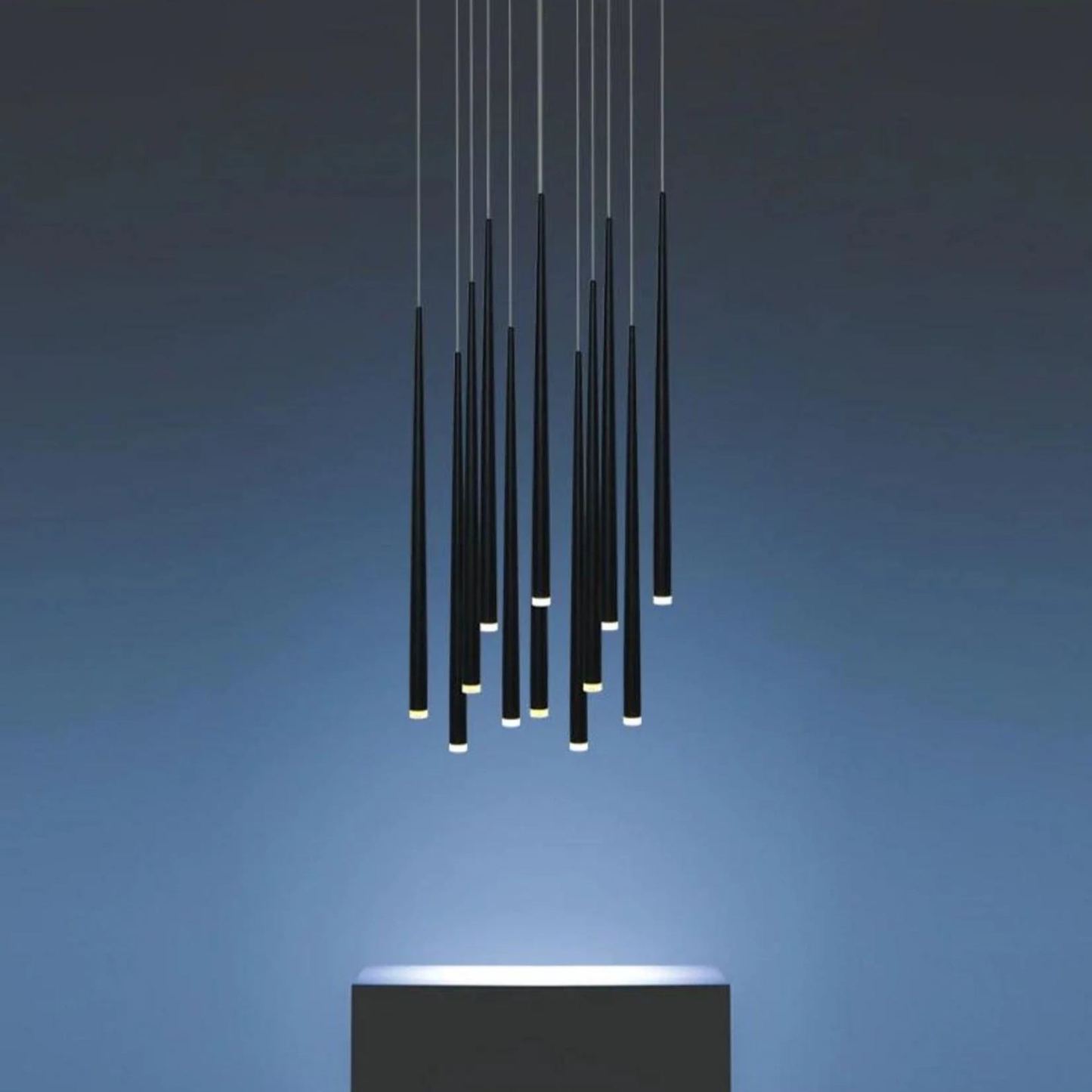 Edge Modern Slender Cone Metal Chandelier Hallway Living Room
