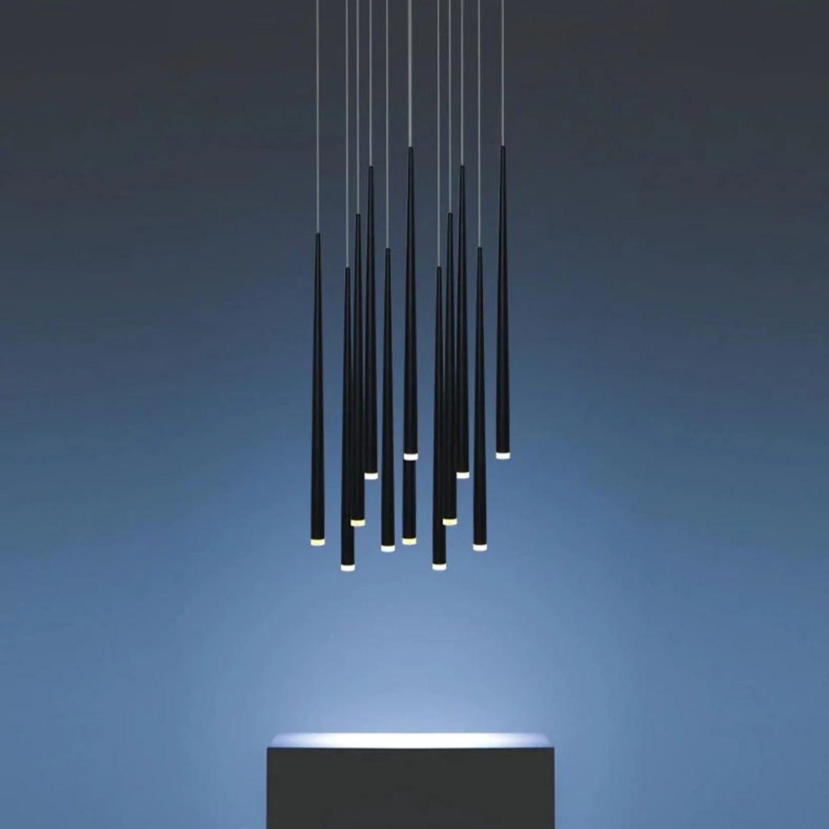 Edge Modern Slender Cone Metal Chandelier Hallway Living Room