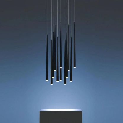 Edge Modern Slender Cone Metal Chandelier Hallway Living Room