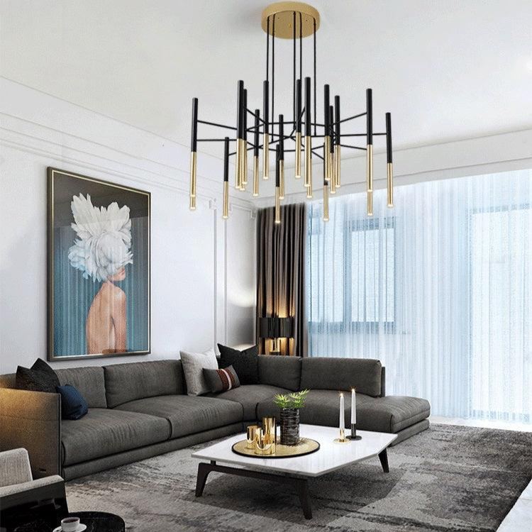 Marilyn Modern Tubular Metal Chandelier Living Room Hallway Bedroom