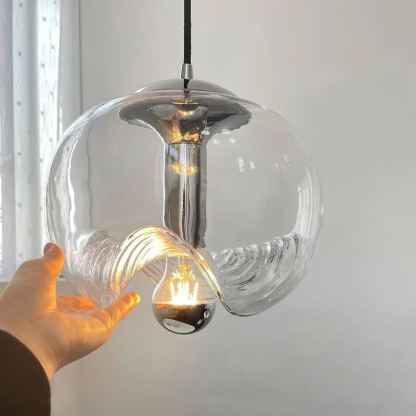 Hailie Modern Round Glass Hanging Pendant Light Shades Dining Room