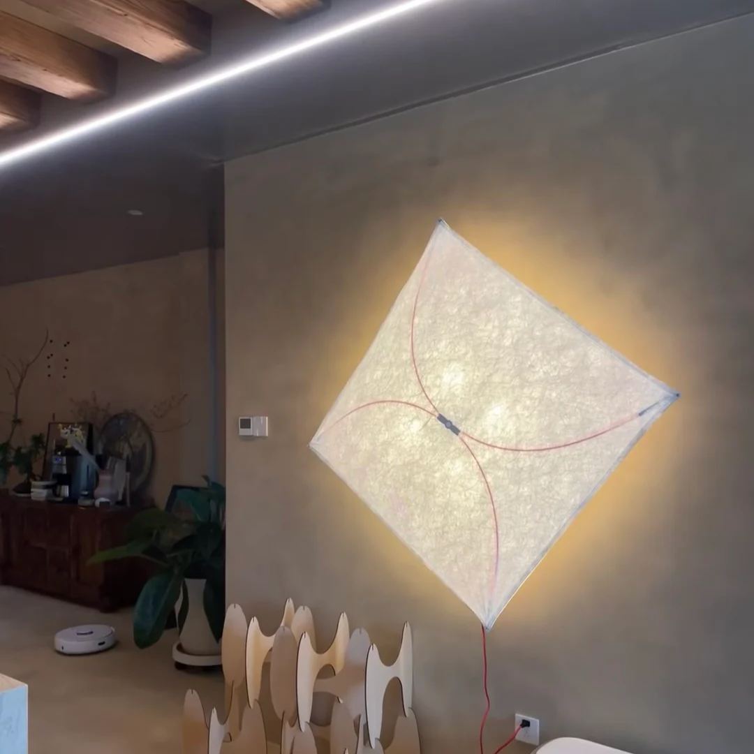 Ozawa Natural Paper Metal White Wall Lamp Dining Room Bedroom