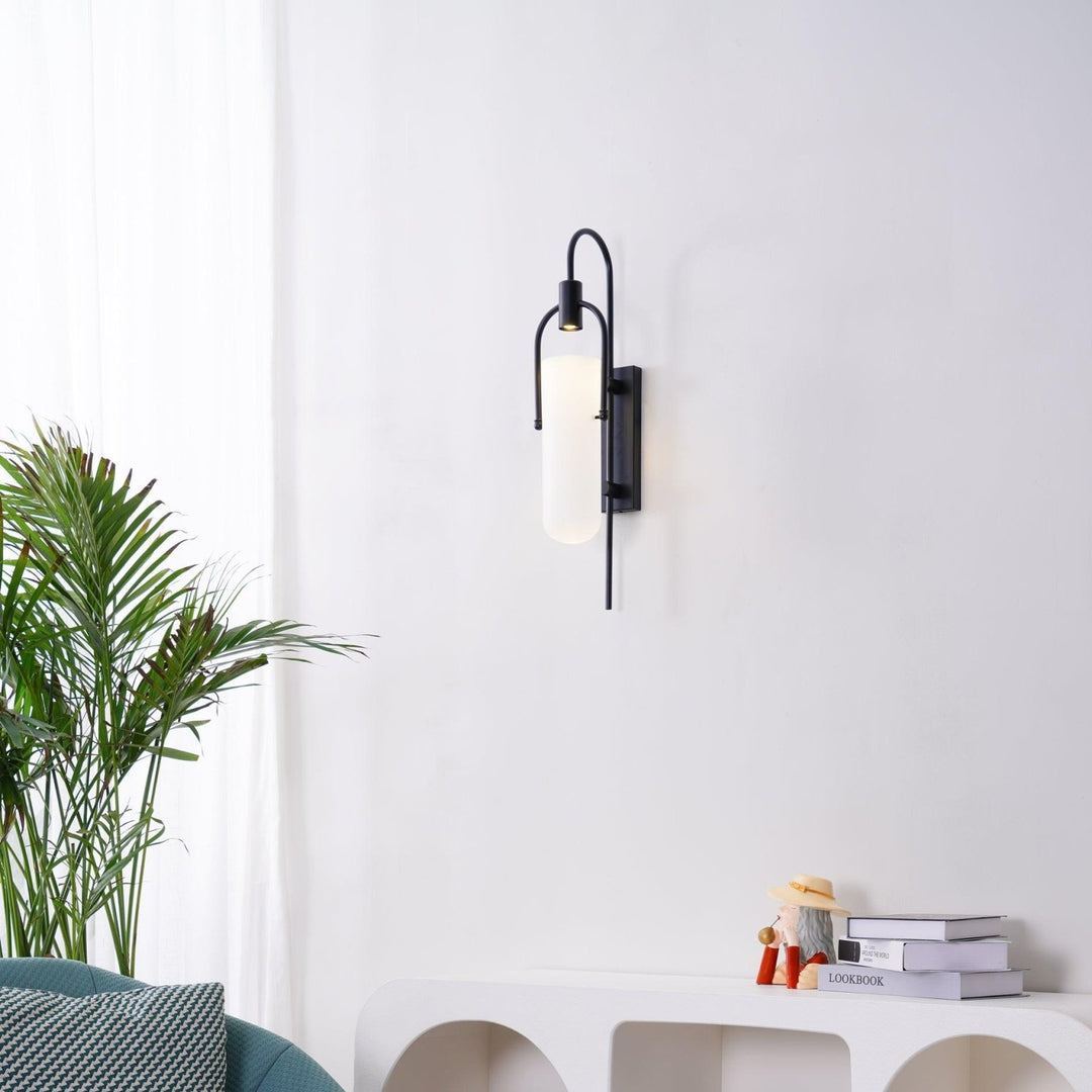 Alessio Minimalismus Schwarz Kupfer Überzug Metall Glas Wandleuchte Schlafzimmer Wohnzimmer