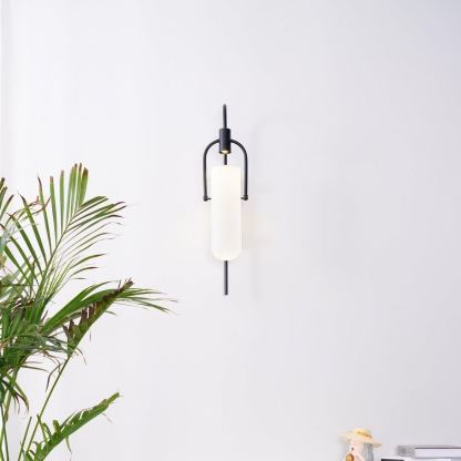 Alessio Minimalismus Schwarz Kupfer Überzug Metall Glas Wandleuchte Schlafzimmer Wohnzimmer
