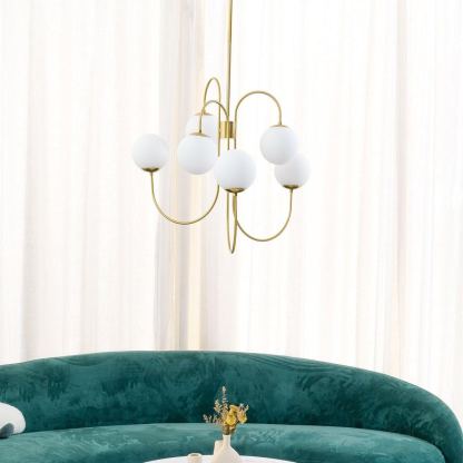 Alessio Vintage Metall Glas Gold Schwarz Kronleuchter Schlafzimmer Wohnzimmer