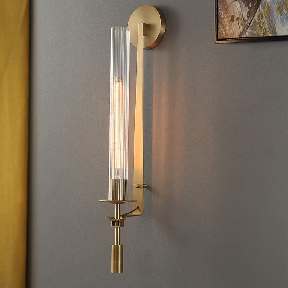 Alessio Minimalismus Messing Metall Glas Wandleuchte Schlafzimmer Wohnzimmer