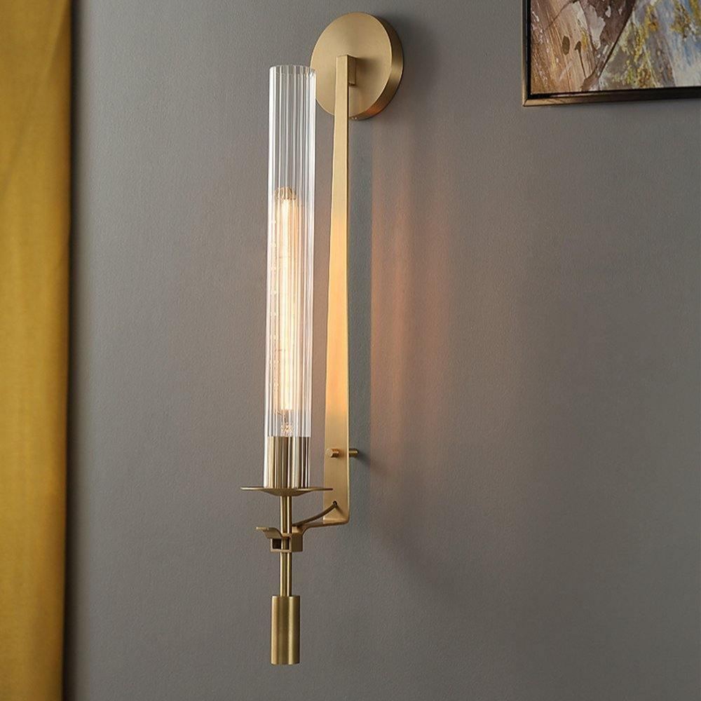 Alessio Minimalismus Messing Metall Glas Wandleuchte Schlafzimmer Wohnzimmer