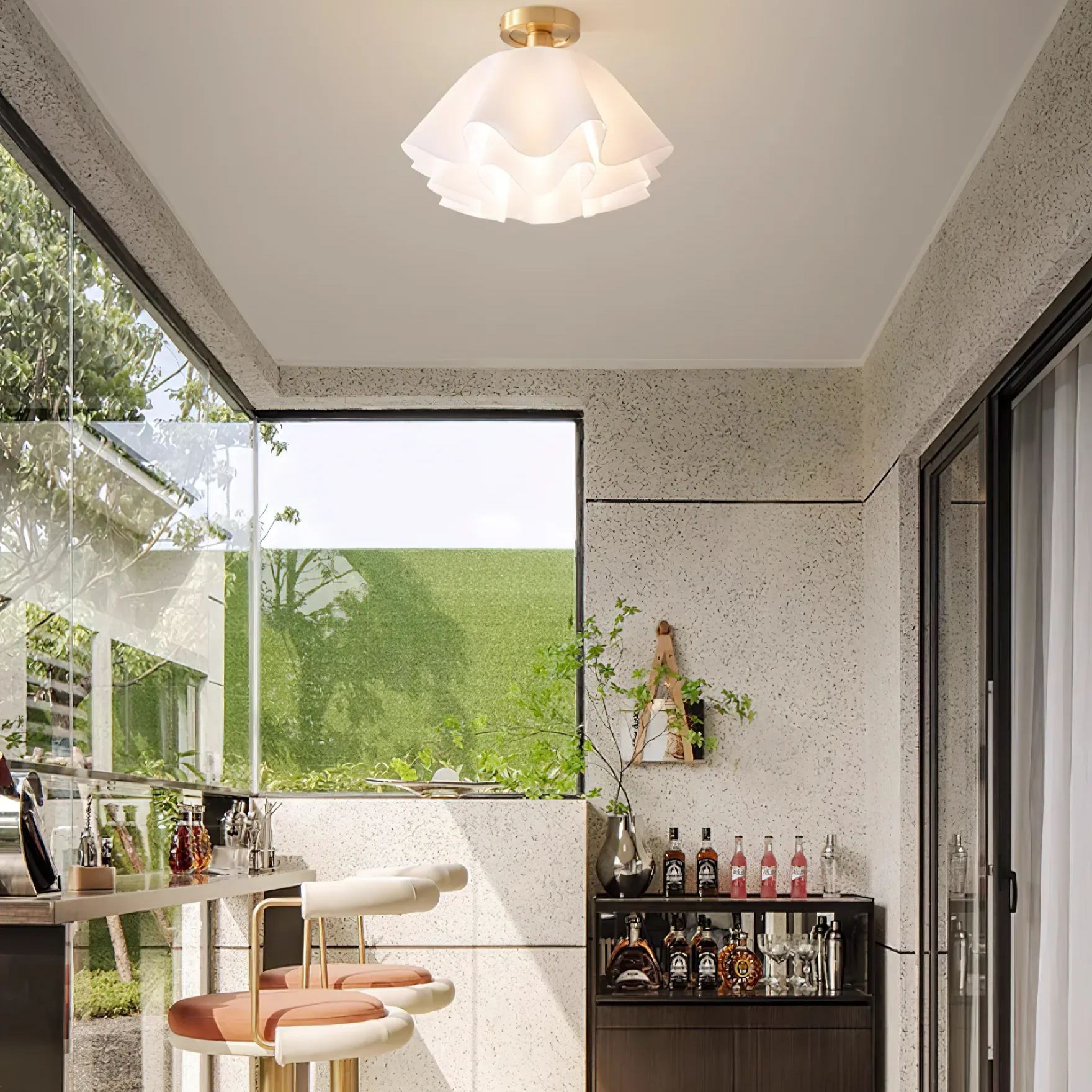 Carins Modern Unusual LED Ceiling Light Brass Plastic Bathrooms