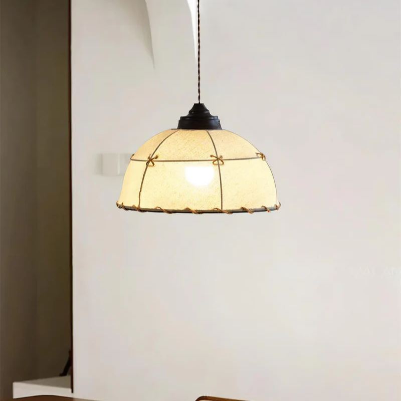 Renée Vintage Round Hanging Fabric Pendant Light Shades Dining Room