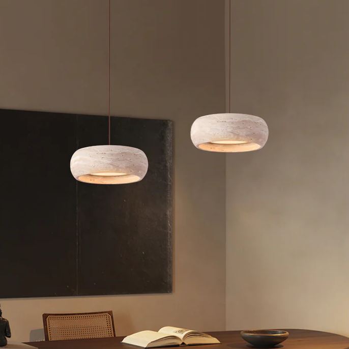 Zaid Modern Rund Travertin Pendelleuchte Licht Schirme Schlafzimmer Esszimmer