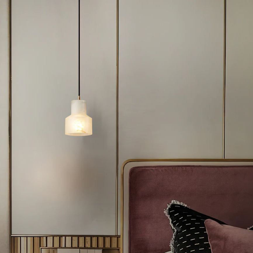 Jade Modern Rund Metall Alabaster Pendelleuchte Licht Schlafzimmer Esszimmer