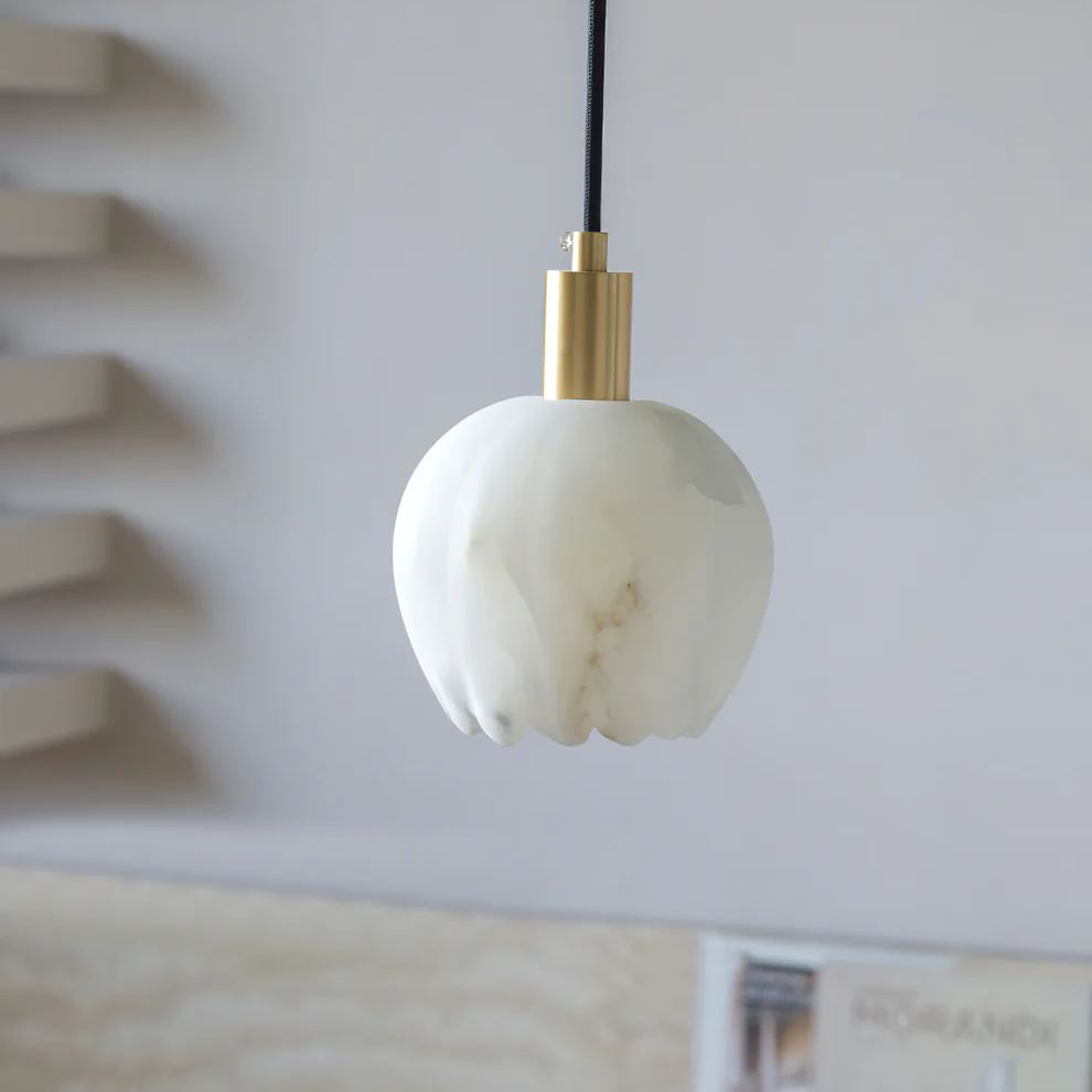 Jade Modern Rund Blume Metall Alabaster Pendelleuchte Licht Schlafzimmer Esszimmer