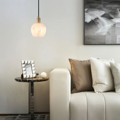 Jade Modern Rund Blume Metall Alabaster Pendelleuchte Licht Schlafzimmer Esszimmer