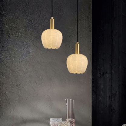 Jade Modern Rund Blume Metall Alabaster Pendelleuchte Licht Schlafzimmer Esszimmer