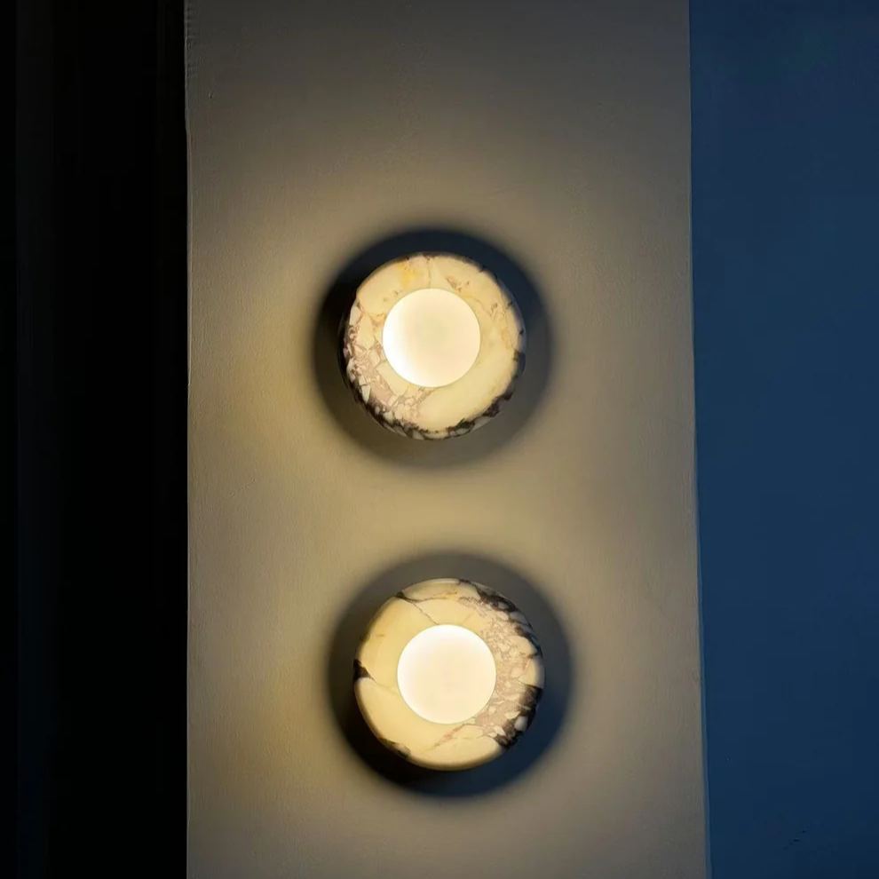 Elif Modern Round Marble Wall Light Shades Bedroom Living Room