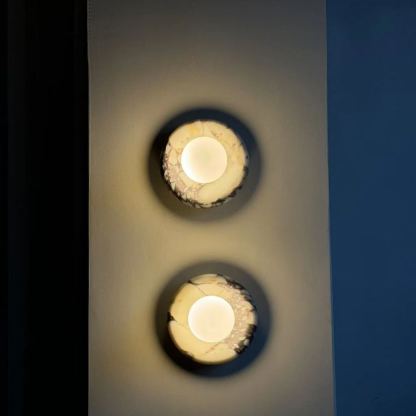 Elif Modern Round Marble Wall Light Shades Bedroom Living Room