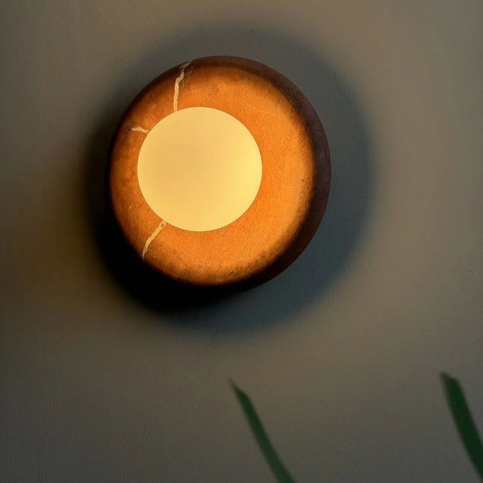 Elif Modern Round Marble Wall Light Shades Bedroom Living Room