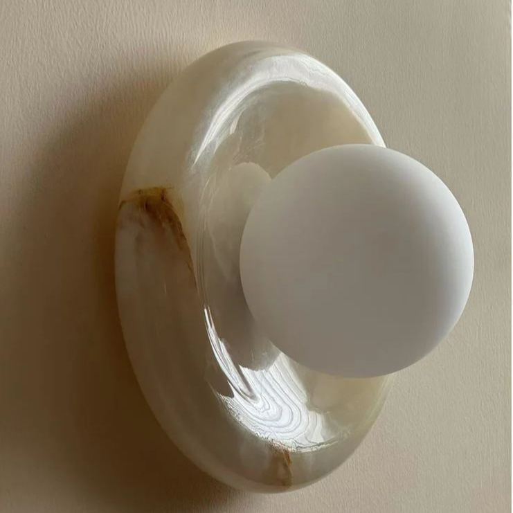 Elif Modern Round Marble Wall Light Shades Bedroom Living Room