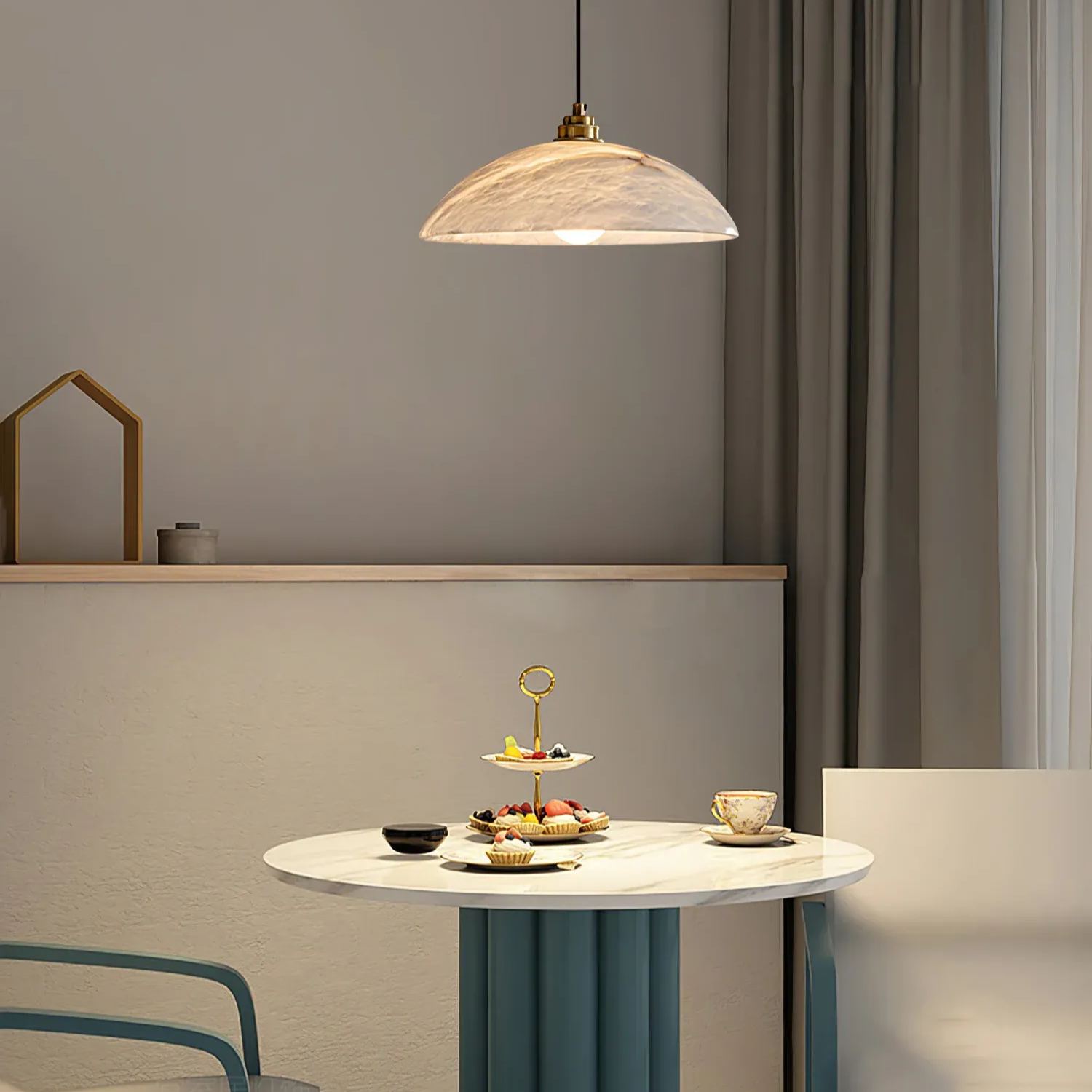 Carins Minimalismus Metall Alabaster Pendelleuchte Schlafzimmer Wohnzimmer