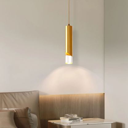 Meza Modern Cylinder Metal Acrylic Pendant Light Bedroom Dining Room