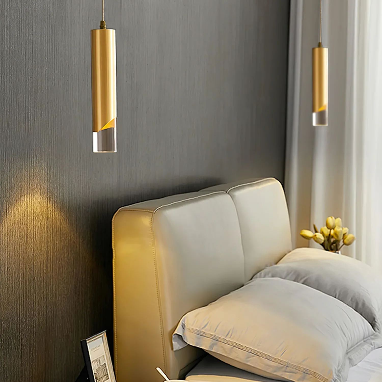 Meza Modern Zylinderförmig Metall Acryl Pendelleuchte Schlafzimmer Esszimmer