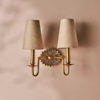 Alessio Vintage Classical Brass Fabric Wall Light Shades Bedroom Living Room