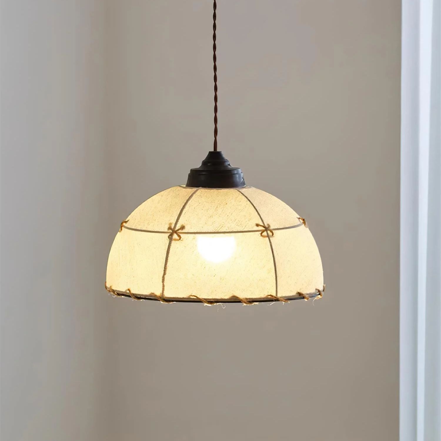 Renée Vintage Rund Pendelleuchte Textil Schirme Esszimmer