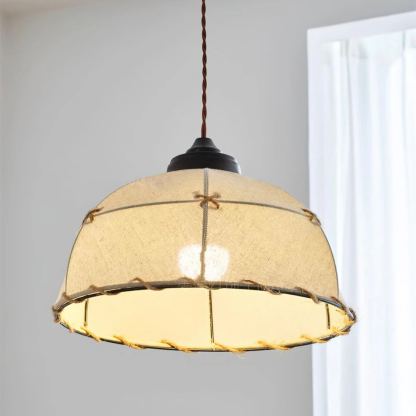 Renée Vintage Rund Pendelleuchte Textil Schirme Esszimmer
