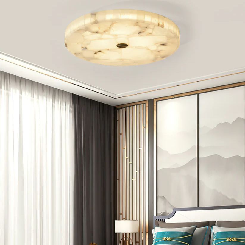 Jade Modern Minimalismus LED Rund Deckenleuchte Metall Alabaster Schlafzimmer Esszimmer