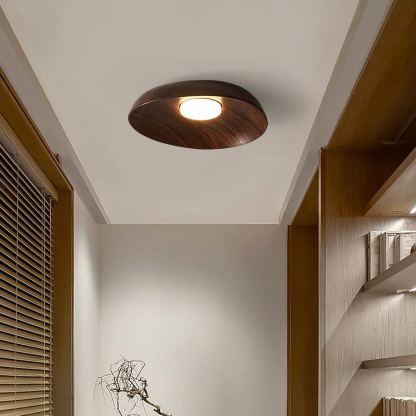 Muto Modern Rund Holz Deckenleuchte Schlafzimmer Flur Wohnzimmer