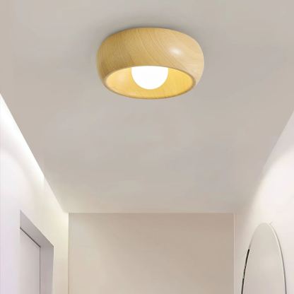 Muto Modern Rund Holz Deckenleuchte Flur Schlafzimmer Wohnzimmer